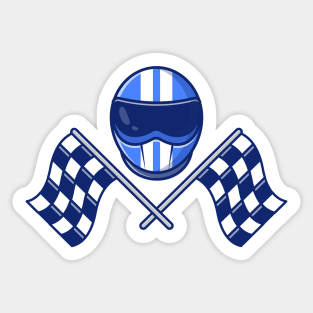 Helmet And Racing Flag Sticker